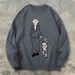YWFG Men's Cartoon Jacquard Sweater - Oversized Casual Knit Pullover With Unique Pattern Design, Soft Polyester Fabric, Unisex Comfort Fit For Teens_viptrois.com