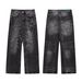 Men's Clothing High End Lightning Crack Washed Old Design Jeans Retro Loose Casual Trousers_viptrois.com