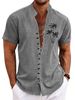 Men's Clothing Summer New Retro Cotton And Linen Button Down Collar Short Sleeved Shirt_viptrois.com