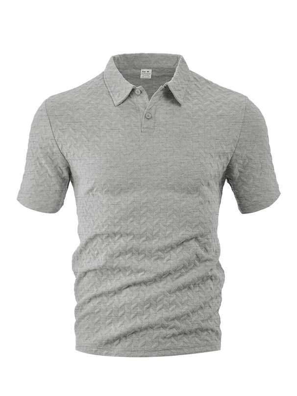 Men's Clothing Summer Thin Breathable Perspiration Loose Casual Solid Color Jacquard Fabric Men's Short Sleeved Polo Shirt_viptrois.com