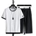 Men's Clothing Ice Silk Short Sleeve 7-Pants Set Breathable, Moisture-Wicking, Loose Fit Casual Sport Outfit (Black/White/Gray, Plus Size Available)_viptrois.com