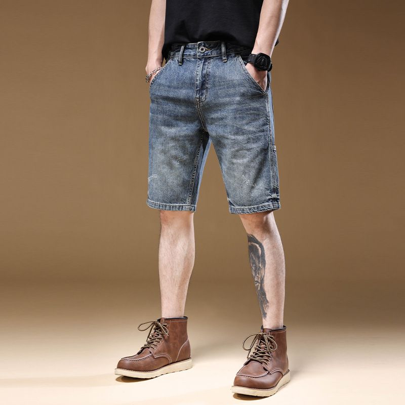 Men's Clothing Summer New Men's Trend Light Color Jeans Shorts Ripped Fashion Loose Shorts Men_viptrois.com