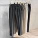 Men's Slim Fit Woolen Trousers High End Business Casual Style Straight Leg Cropped Dress Trousers for Spring Autumn And Winter_viptrois.com