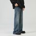 Men's Clothing & Archer0603 & Designer Lightning Crack Washed Jeans American Retro Slightly Flared Loose Pants Men's Trendy Brand_viptrois.com