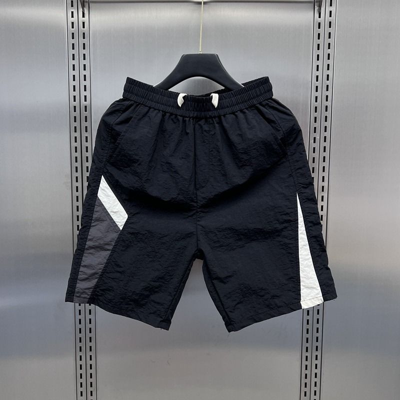 Men's Summer Casual Cargo Shorts Trendy Color Blocked Loose Fitting Ice Silk Waterproof Sports Capri Pants_viptrois.com
