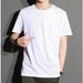 Men's Slim Fit T-Shirt Round Neck Short Sleeve Solid Color Summer Trendy Couple Top Versatile Basic Graphic Print_viptrois.com