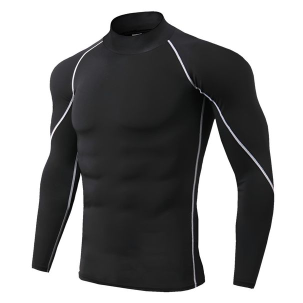 Men's Quick-Dry Compression Shirt, High Elasticity Breathable Long Sleeve Workout Top For Running & Gym,_viptrois.com