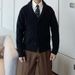 Men's V-Neck Cardigan Sweater – Lightweight Shawl Collar Knit For Business & Casual Wear (Apricot/Black/Green, M-XXXL)_viptrois.com