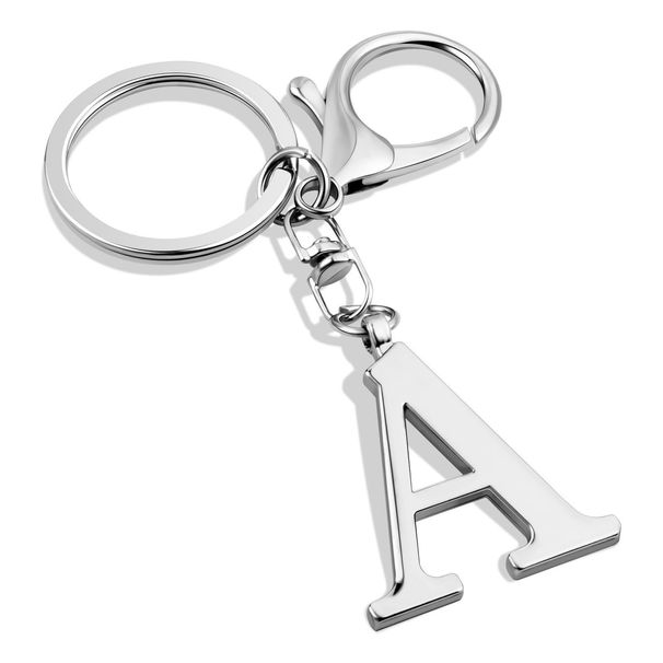 Hot Selling 26 Letter Key Chain Stainless Steel Initials Key Chain Ladies Bag Pendant_viptrois.com
