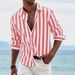 Men's Casual Long Sleeve Striped Shirt - Breathable Stretch Fabric, Lightweight & Comfortable, Versatile For Work & Leisure_viptrois.com