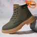 Men's Classic British Style Fleece-Lined Martin Boots - Comfortable Round Toe Casual Shoes For Winter (Khaki, Black, Gray, Green)_viptrois.com