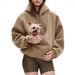 Oversized Hoodie With Pet Pocket – Cozy Alpaca Fleece Pullover With Adjustable Drawstrings (S-XXL)_viptrois.com