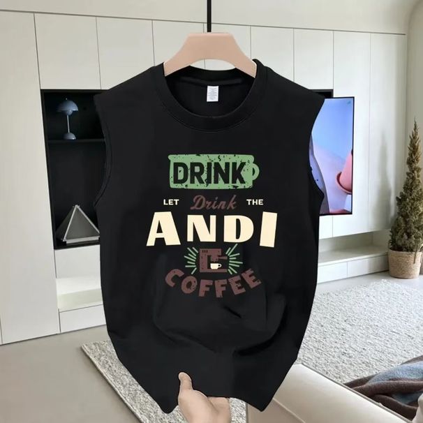 2025 New Cotton Printed Crew Neck Vest Sleeveless Loose Casual Short-sleeved T-shirt For Men And Women_viptrois.com
