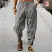 Men's Clothing Men's Cotton And Linen Button Drawstring Elastic Waist Solid Color Comfortable Breathable Trousers Beach Pants_viptrois.com
