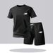 Men's Clothing Summer Printed Ice Silk Short Sleeved Shorts Two Piece Suit Teenagers Men's T Shirt Trousers Casual Wear_viptrois.com