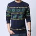 Pure Elk Pattern Korean Style Slim Fit Pullover Crew Neck Sweater Trendy Casual Men's Knitted Base Shirt Jacket_viptrois.com