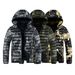 Men's Clothing Camouflage Hooded Zip-Up Jacket - Slim Fit, Detachable Hood, Lightweight Polyester Fill For Winter Outdoor & Casual Wear (Grey)_viptrois.com