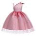 Children's Dress Gradient Mesh Puffy Princess Dress Star Sequins Oblique Shoulder Girls Festival Costume_viptrois.com