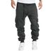 Men's Fleece-Lined Cargo Pants - Winter Warm Workout Joggers With Multiple Pockets, Relaxed Fit & Stretch Polyester (Light Gray/Charcoal/Navy/Black)_viptrois.com