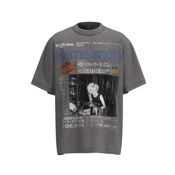 Men's Clothing Street Hip Hop Trendy Brand Washed Tee Culture Shirt Rock Print T Shirt Men_viptrois.com