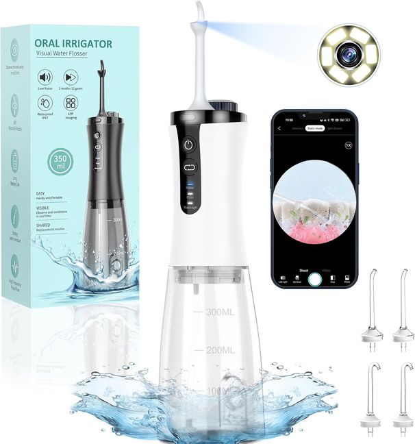 Cordless Visual Electric Dental Cleaner, VITCOCO 1080P Wifi 350ML Rechargeable IPX7 Waterproof Oral Irrigator, Mouth_viptrois.com