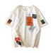 Short-sleeved T-shirt Men's Fashion Brand Trend Ins Summer 2020 New Five-quarter Sleeve Top Loose Half-sleeved T-shirt Korean Style Men_viptrois.com