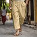 Men's Clothing Casual Summer Elastic Waist Drawstring Multi Pocket Cotton And Linen Trousers Beach Pants_viptrois.com
