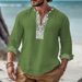 Men's Clothing Men's Fashion Printed Casual Long Sleeved Stand Up Collar Shirt_viptrois.com