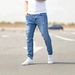Men's Slim Fit Ripped Jeans | Distressed Skinny Denim Pants With Faded Wash | Stretch Comfort Tapered Leg For Casual Street Style_viptrois.com