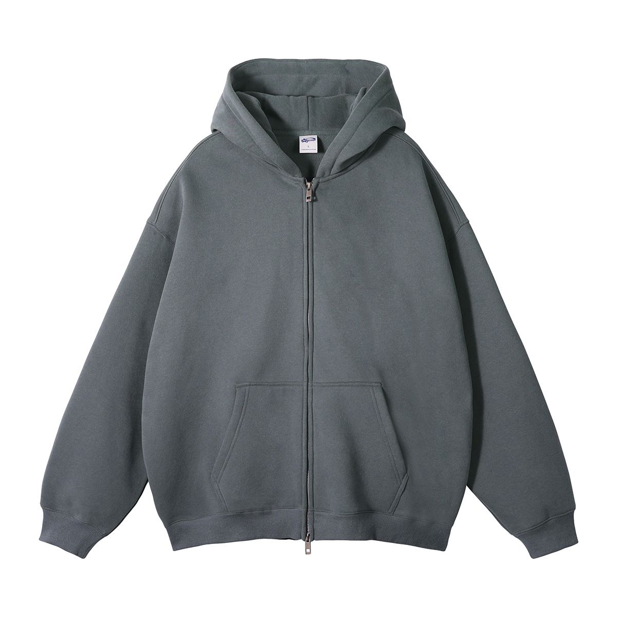 350GSM Heavyweight Fleece-Lined Hoodie – Zip-Up Oversized Sweatshirt With Dual Zipper (Black/Charcoal/Navy/Beige/Green/Pink)_viptrois.com