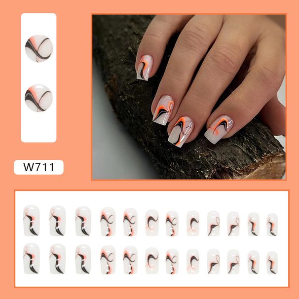 False Nails Medium And Long Irregular Stripe Corrugated Nail Art Sweet And Cool Girl Special Nail Piece For Nail Armor_viptrois.com