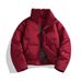 Unisex Winter Puffer Jacket With Stand Collar, Couple Matching Coat, Thickened Polyester Filling, Zipper Front, Casual Outerwear For Men And Women_viptrois.com