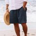 Men's Clothing Men's Summer Cotton And Linen Shorts Drawstring Elastic Straight Leg Solid Color Breathable Daily Beach Leisure Large Size Shorts_viptrois.com