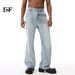 Men's Clothing 2025 New Arrival Light Blue Cleanfit Casual Washed Micro Flared Jeans Loose and Versatile_viptrois.com