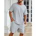 Men's Clothing Short Sleeved Shorts Suit Sports Leisure Vacation Two Piece T Shirt_viptrois.com