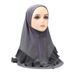 Women's Hijab solid color women's headscarf crystal linen chiffon double layer ruffled pullover headscarf comfortable and breathable_viptrois.com