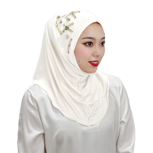 Women's Hijab Solid Color Elastic Geometric Cross Pattern Scarf Hat Baotou Hat Women Ethnic Hat_viptrois.com
