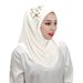 Women's Hijab Solid Color Elastic Geometric Cross Pattern Scarf Hat Baotou Hat Women Ethnic Hat_viptrois.com