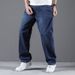 American Straight-leg Pants Spring And Summer New Loose Large Straight-leg Jeans Men's Fat Plus Size Simple Denim Trousers_viptrois.com