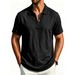Men's Clothing Solid Color Wrinkled Polo Shirt American Style Business Casual Short Sleeve T-Shirt Half Zip Design_viptrois.com