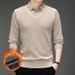 Nordmann Fleece-Lined Thickened Polo For Middle-Aged Men, Autumn And Winter Casual Turn-Down Collar Long-Sleeve Two-Piece_viptrois.com