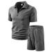 Men's Summer Sportswear Set - Breathable Polyester T-Shirt & Shorts Outfit, Solid Color Jacquard, Plus Size S-XXXL, Casual Athleisure For Gym/Travel_viptrois.com