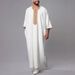 Men's Clothing Muslim Mid Sleeve Embroidered Robe Ethnic Style Moroccan Men's Robe Side Pockets_viptrois.com