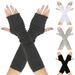 Unisex Long half-finger gloves with wooden ear edge Knitted warm cotton solid color open finger ruffled extended gloves_viptrois.com