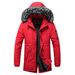 Men's Clothing Winter Parka With Detachable Raccoon Fur Hood, Thick Fleece-Lined Jacket For Cold Weather, Casual Zip-Up Coat_viptrois.com