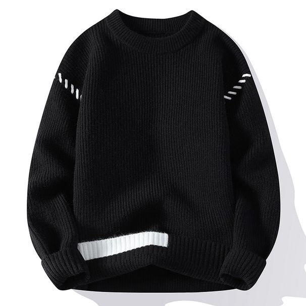 Men's Clothes Crewneck Men's Sweater Thickened Knit Shirt Autumn And Winter Men's Warm All Matching Base Shirt Fashion Brand Line Clothes_viptrois.com