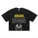 Autumn American Style Portrait Letter Print Cotton T-Shirt Unisex Loose Drop Shoulder Short Base Shirt_viptrois.com