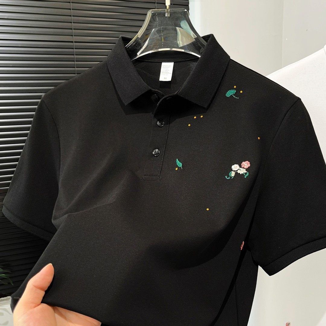 Summer Polo Shirt For Men Trendy Casual Short Sleeve Embroidered Design Turn Down Collar Fashion Top_viptrois.com