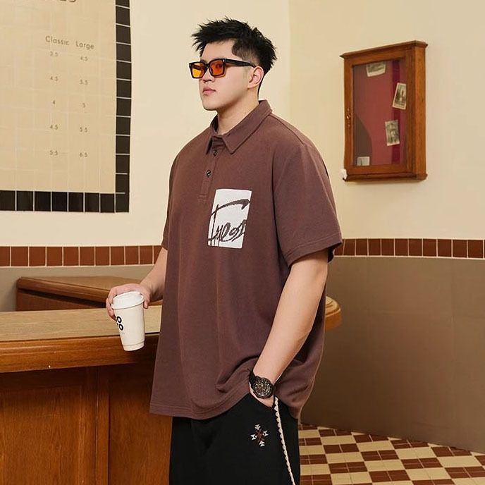 Men's Clothing Plus Size Summer Casual Lapel Short Sleeved Polo Shirt Men's Fat Loose Paul Shirt_viptrois.com