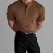 Men's Slim Fit Henley Collar Short Sleeve Knit Sweater British Business Style Ice Silk Trendy Top With Subtle Button Pattern For Summer_viptrois.com